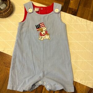 Patriotic Blue Striped Kids Romper